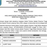 Tiga Besar Calon Sekda Lampung 2025 Diumumkan