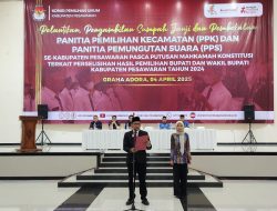 KPU Resmi Lantik 499 Anggota PPK dan PPS untuk PSU Pilkada Pesawaran 2024