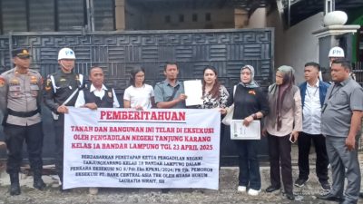 PN Tanjungkarang Eksekusi Aset BCA di Perumahan Taman Gunter II
