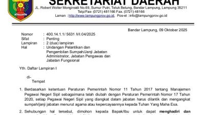 Pemprov Lampung Rotasi Pejabat di Dinas Bina Marga