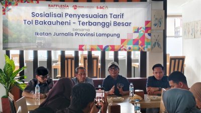 PT BTB Gandeng IJP Lampung Sosialisasikan Penyesuaian Tarif Tol Bakter