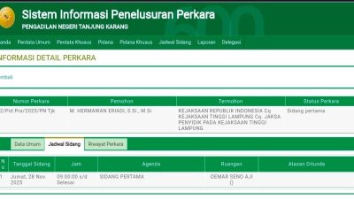 Tersangka Kasus Korupsi LEB Ajukan Praperadilan di PN Tanjungkarang
