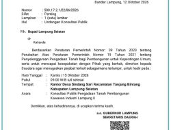 Rencana Pembangunan Kawasan Industri Lampung II ( KAIL II) yang terletak di Desa Sindang Sari Kecamatan Tanjung Bintang Kabupaten Lampung Selatan
